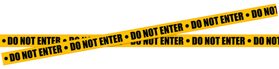 Yellow Tape with "Do Not Enter" Message - Isolated on White Background