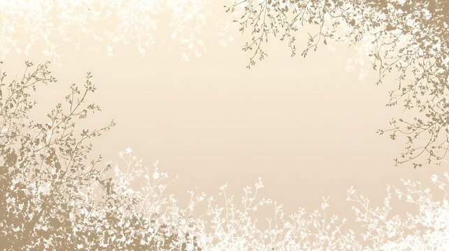 Elegant Beige and Gold Floral Frame Background Design