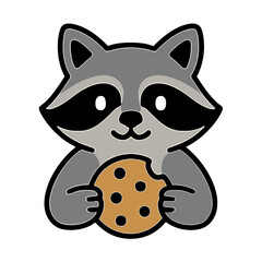A charming cartoon raccoon delighting in a sweet treat, symbolizing the joy of simple pleasures and the endearing nature of wildlife.  vector illustration