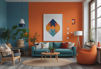 Living room with orange wall