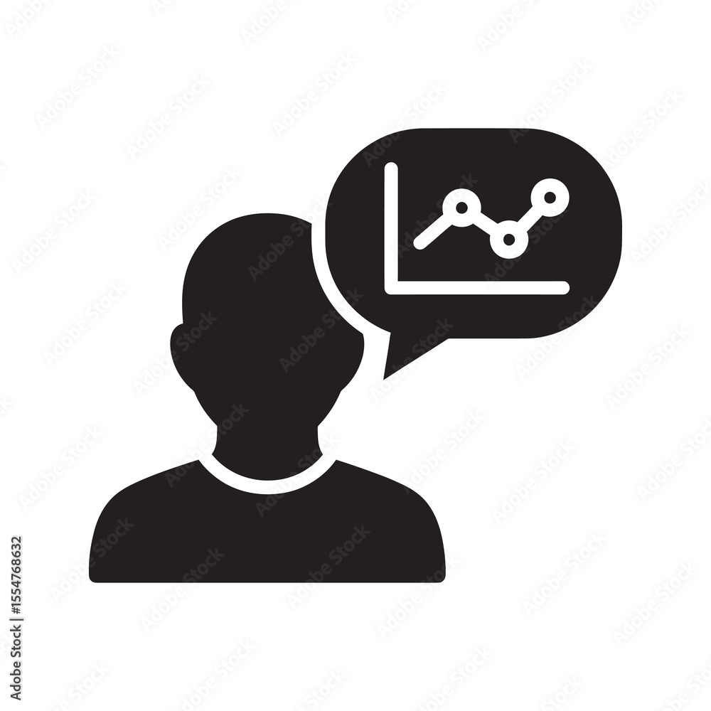 Aufkleber business presentation icon with a person showing a data analytics graph for marketing report financi