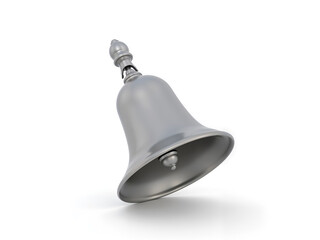 Silver bell icon isolated on white, symbolizing alert, notification, reminder, or announcement concepts. Generative AI