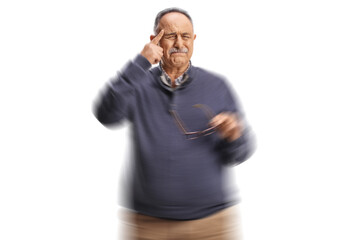 Mature man suffering from headache and dizziness