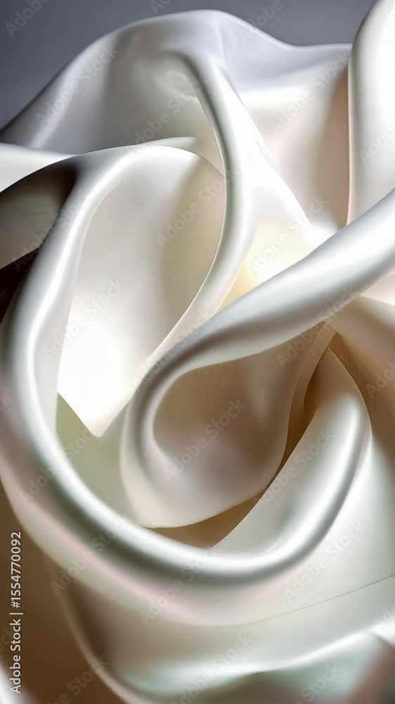 Poster elegant flowing white fabric, folds and curves creating a smooth and luxurious textile texture, subt