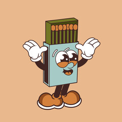 Retro character design from cheerful matchbox