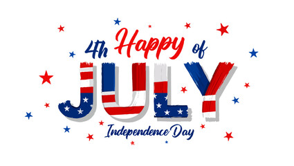 Vector art of happy fourth of july text with stars isolated on white background