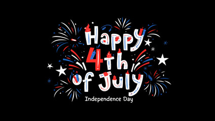 Vector art of happy fourth of july independence day with fireworks celebration
