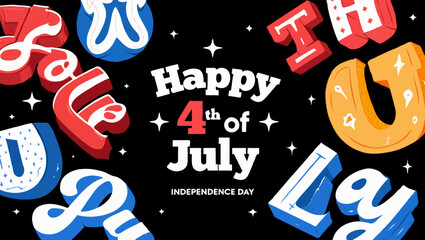 Vector art of happy fourth of july independence day festive celebration design
