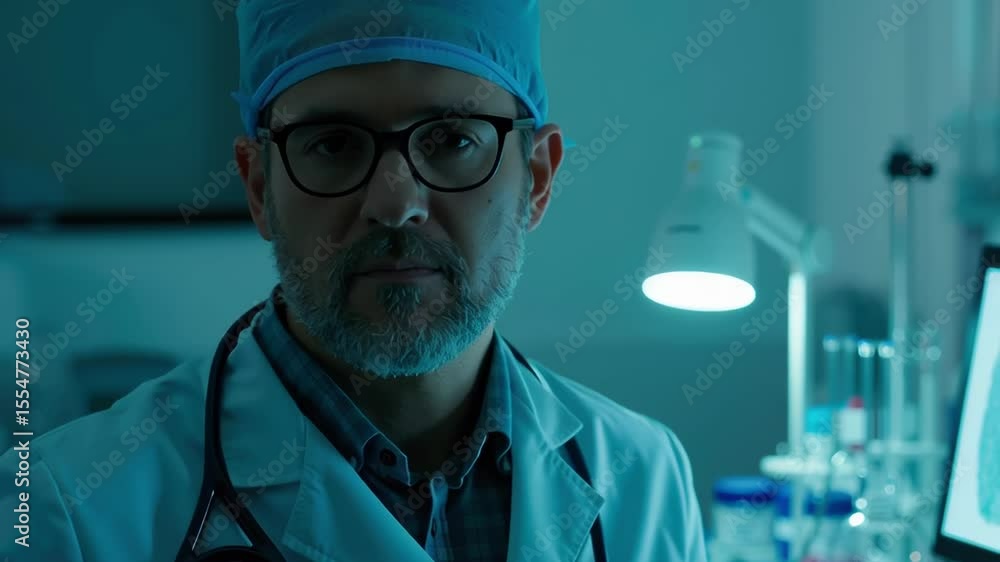Aufkleber scientist analyzing microscopic data on a digital tablet in a laboratory, focused on research with a