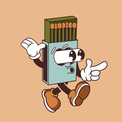 Retro character design from shocked matchbox