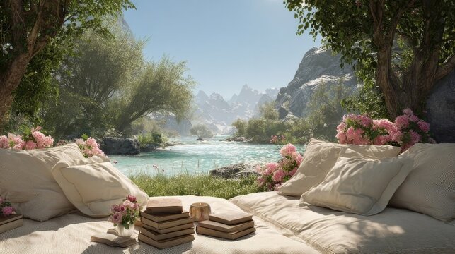 young couple relaxing in the garden