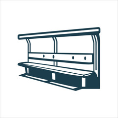 Minimalist Dugout Bench Illustration, Sports Seating Bullpen Bench Minimalist dugout seat