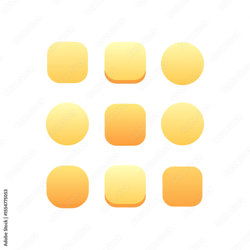 Poster abstract gradient color shape collection featuring circles and rounded squares in a modern geometric