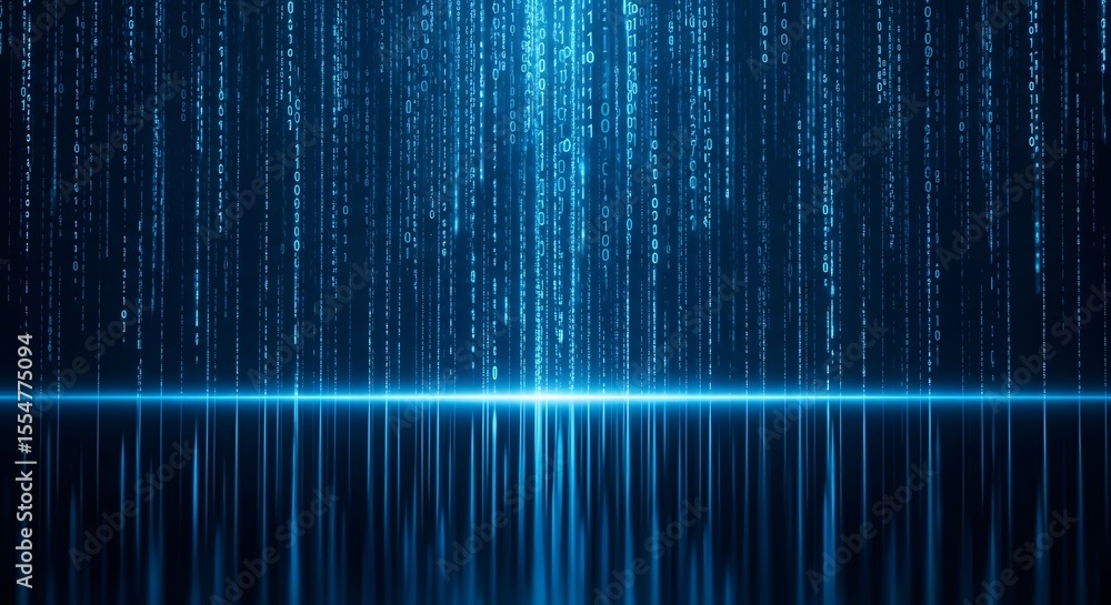 Aufkleber abstract blue background with glowing light waves and a digital equalizer pattern