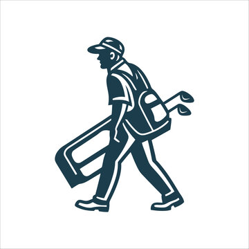 golfer walking with golf bag clip art preview