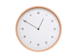 Minimal wall clock with light wood frame and white face displaying 00:50 or 12:50. Perfect for...