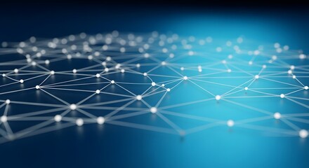 Obraz premium Blue digital abstract background with glowing network connections, a futuristic illustration of global technology and communication