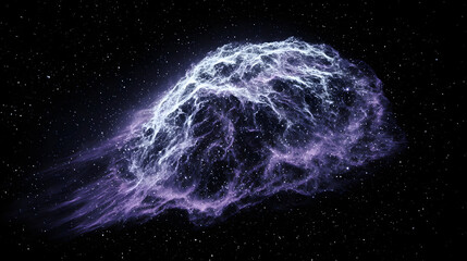 Ethereal Purple and White Nebula Trailing Through Star-Filled Deep Space
