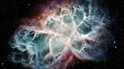 Intricate Cosmic Nebula with Vibrant Gas and Dust Formations in Deep Space