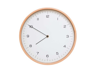 Minimal wall clock with light wood frame and white face displaying 07:50 or 19:50. Perfect for...
