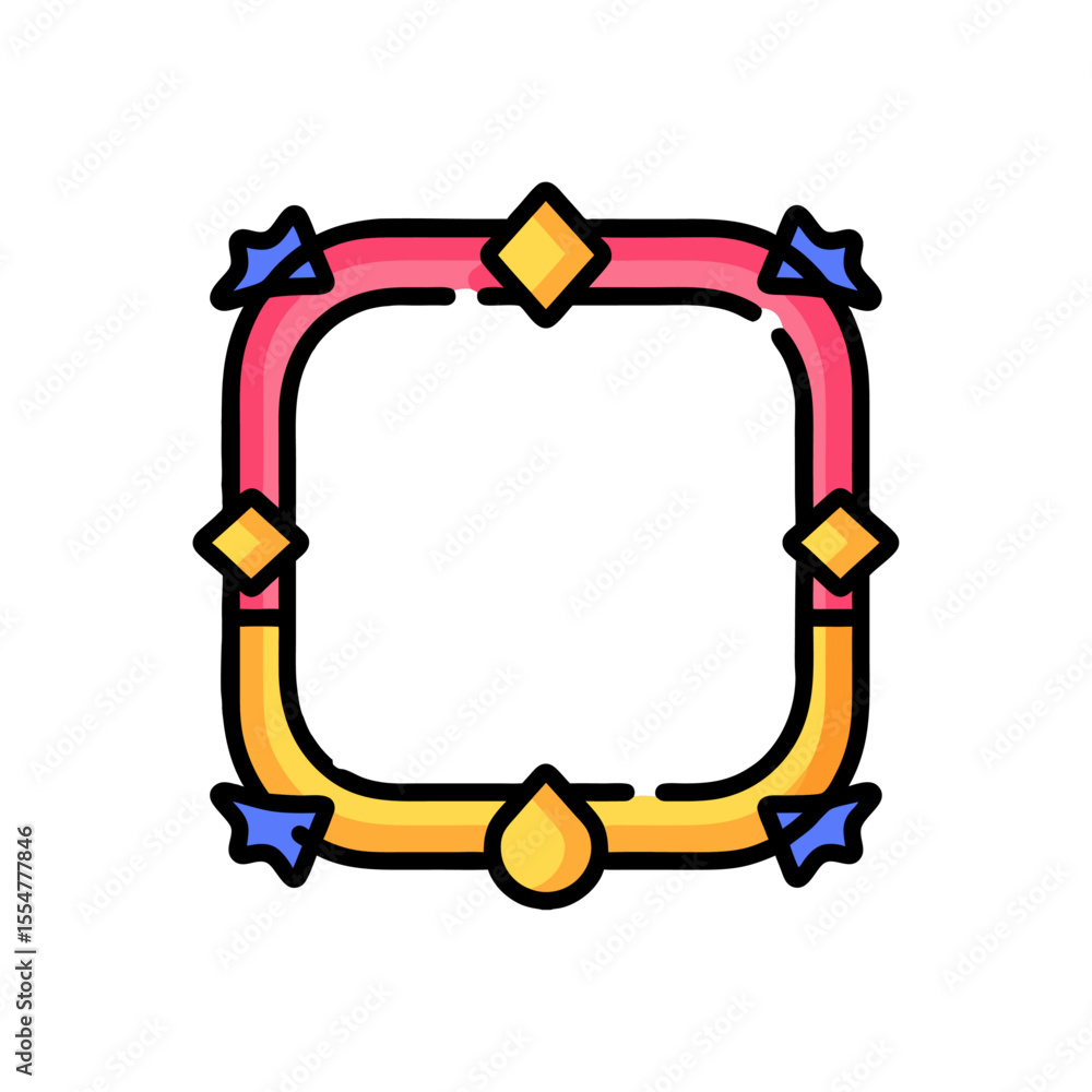 Poster colorful frame with diamond and droplet accents creating an engaging border design for multimedia pr
