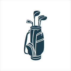 Minimalist Golf Bag Icon with Clubs Vector Golf Bag Minimalist bag outline with one club visible