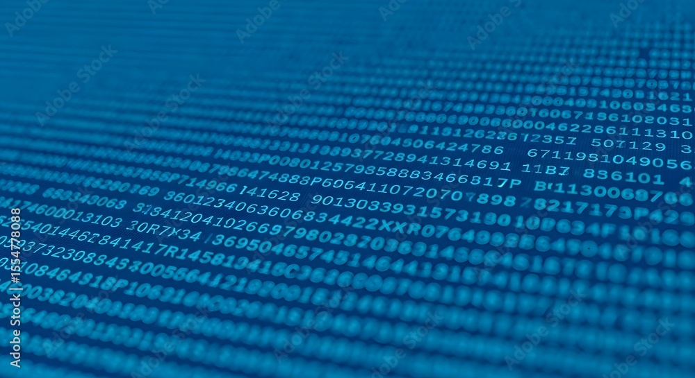 Poster abstract digital data stream blue numbers background
