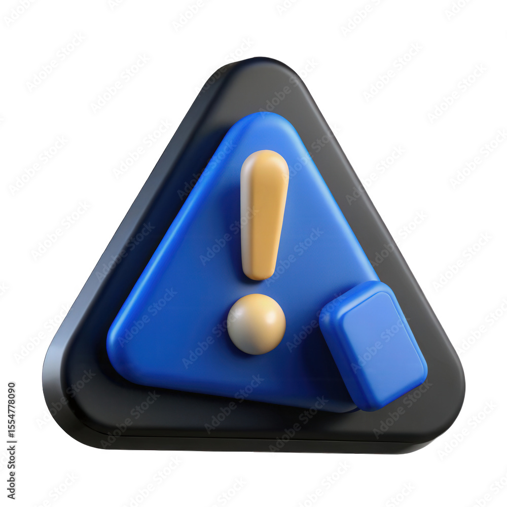 Fototapete 3d warning alert icon: a modern, vibrant 3d rendering of a warning icon, designed with a bold color 