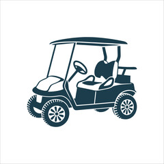 Golf Cart Vector Illustration, Simple Shape Golf Cart Side profile simplified shape