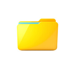 front view of a yellow single file with blue docs coming out, icon, isolated, 