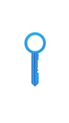 circular key, blue, transparent, front view, 3d, isolated, web design, svg