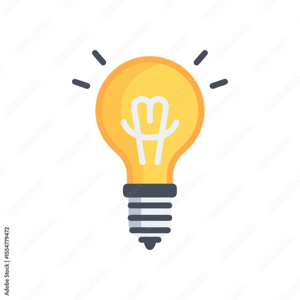 Poster illuminated light bulb with radiating lines represents innovation and creative thinking in a vector 