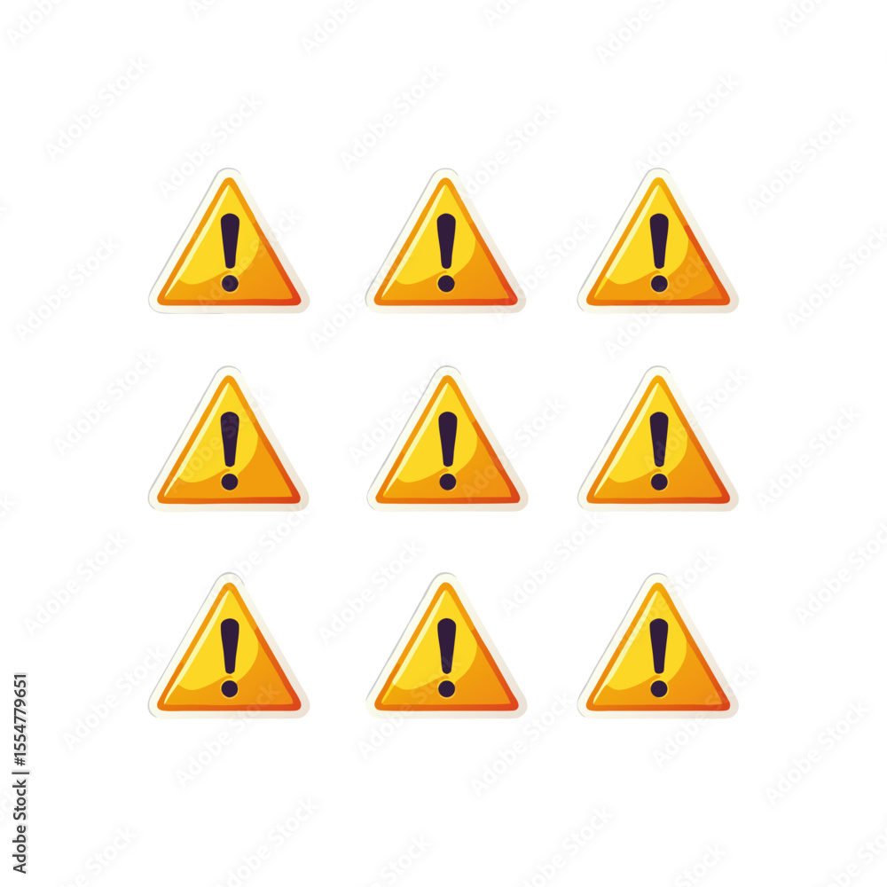Aufkleber pattern of repeating yellow triangle warning signs with exclamation points indicating potential dang
