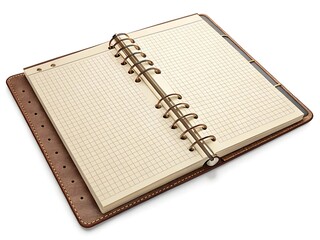 An open spiral notebook and pen isolated on a white background, perfect for your business and education notes