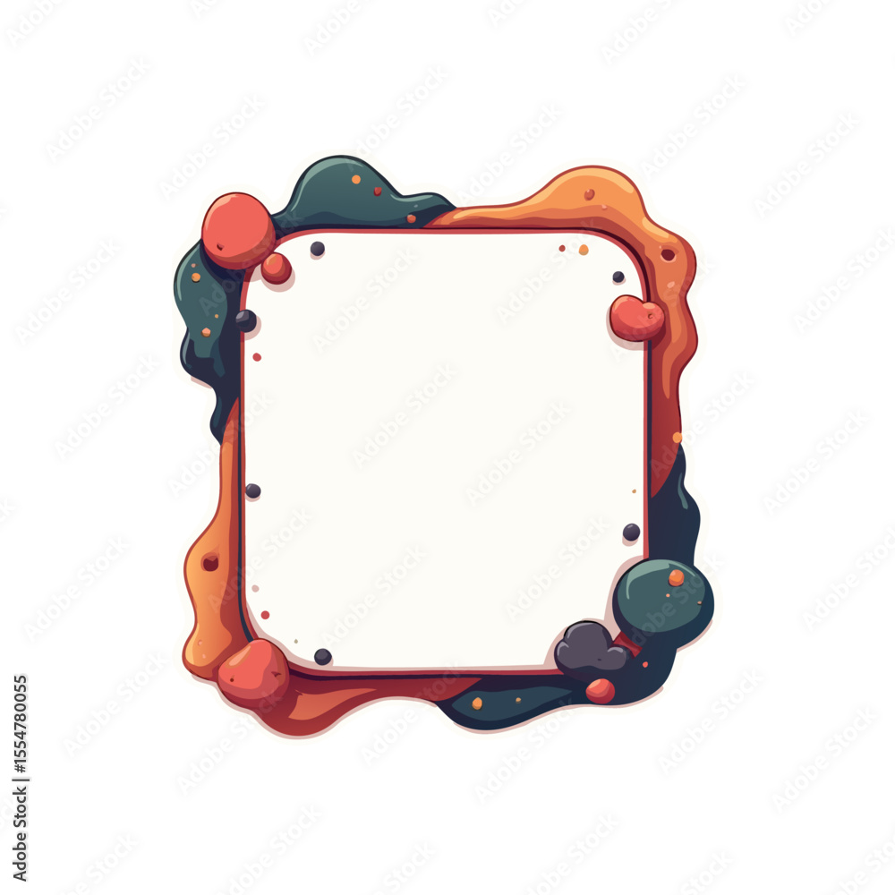 Poster whimsical square frame with abstract shapes and vibrant colors creating a playful border for creativ