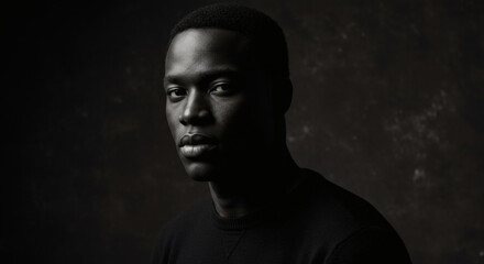 Striking Portrait of a Young Black Man with Intense Gaze.