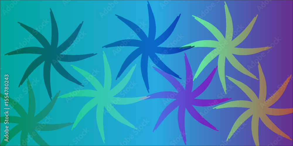 Poster vivid and artistic spiral shapes on a gradient color background, expressing creativity and dynamic m