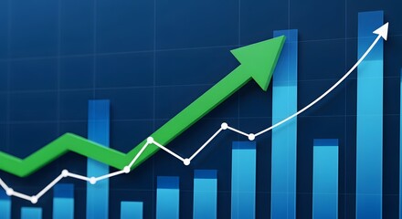 Fototapeta premium Growth Chart Upward Trend, Business Success, Financial Increase