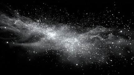 Obraz premium A nebula with bright stars and dust clouds against a dark black background.