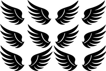 wings vector set 9 Minimal Line Art Pairs in Grid Layout

