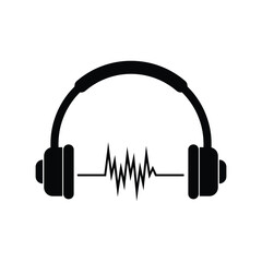 headphone logo design concept with sound wave