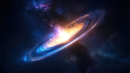 A beautiful spiral galaxy is floating in the expansive cosmos