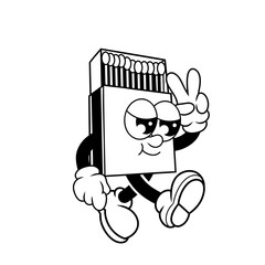 Retro character design of cool matchbox outline