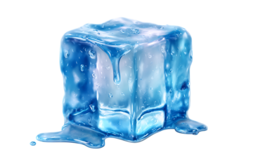 Ice cube realistic melting edge high-gloss detail cooling scene object isolated on transparent background 