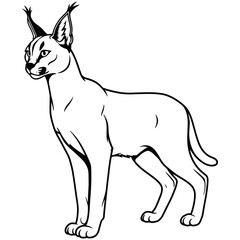 Caracal silhouette, A striking silhouette of a caracal, showcasing its distinctive features with artistic precision and bold contrast.
