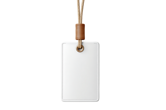 Luggage tag blank space travel object detail clean mockup prop isolated on transparent background 