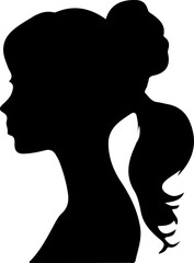 Woman Hairstyle Silhouette Vector, Female Hair Silhouette Design, Woman Haircut Vector Art, Stylish Woman Hair Outline, Beauty Hair Silhouette Art, Woman Hair Profile Vector, Elegant Hair Silhouette D