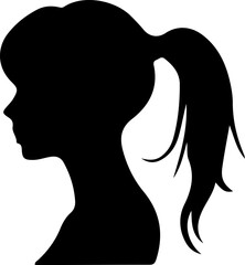 Woman Hairstyle Silhouette Vector, Female Hair Silhouette Design, Woman Haircut Vector Art, Stylish Woman Hair Outline, Beauty Hair Silhouette Art, Woman Hair Profile Vector, Elegant Hair Silhouette D