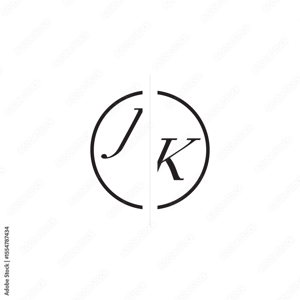 Poster Initial Alphabet Design Unique Vector Circled Alphabet Monogram Simple Logo JK