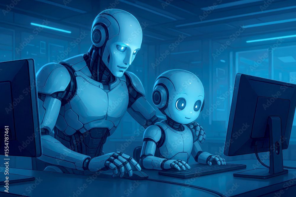Poster advanced robot mentors young robot learning computer android artificial intelligence